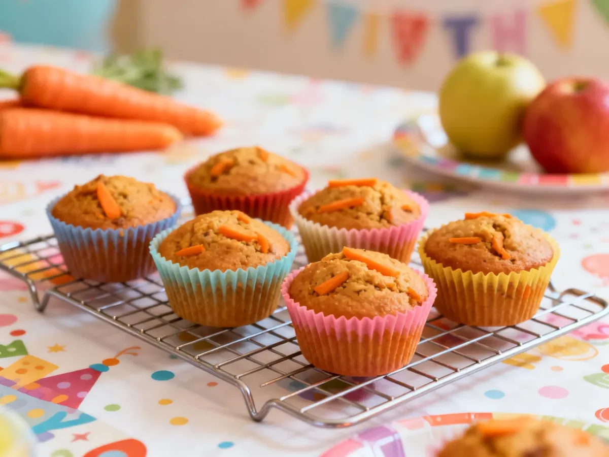 Domowe mini muffinki marchewkowe w kolorowych papilotkach